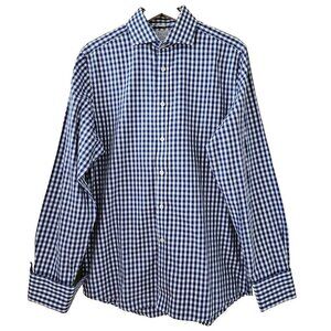 Charles Tyrwhitt Shirt Mens 15.5 Plaid Non Iron Slim Fit French Cuff LS Buttons